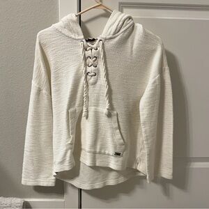 Roxy Off-White Lace-Up Sweatshirt